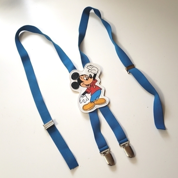 Vintage 1980s Blue Walt Disney Mickey Mouse Adjustable Child Suspenders - Picture 1 of 4
